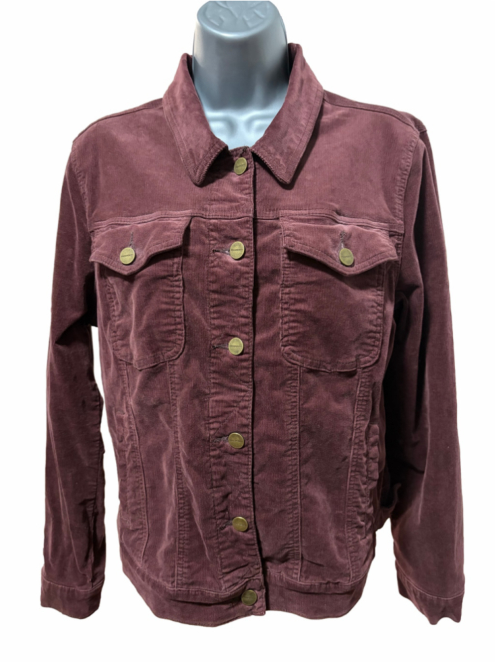 Prosperity Denim Plum/Burgundy Corduroy Trucker Jacket Classic Style Size Large